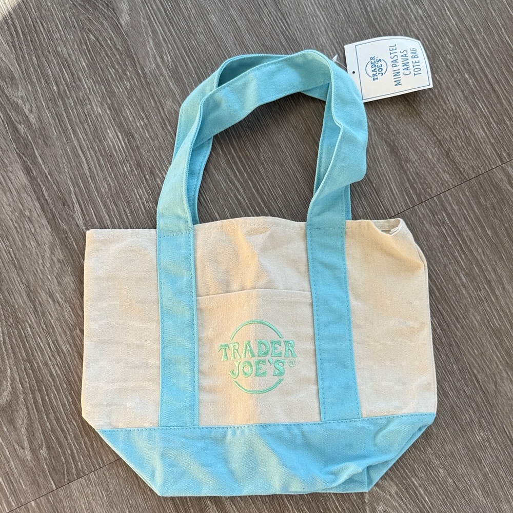 Trader Joe's Mini Pastel Canvas Tote Bag - Blue
